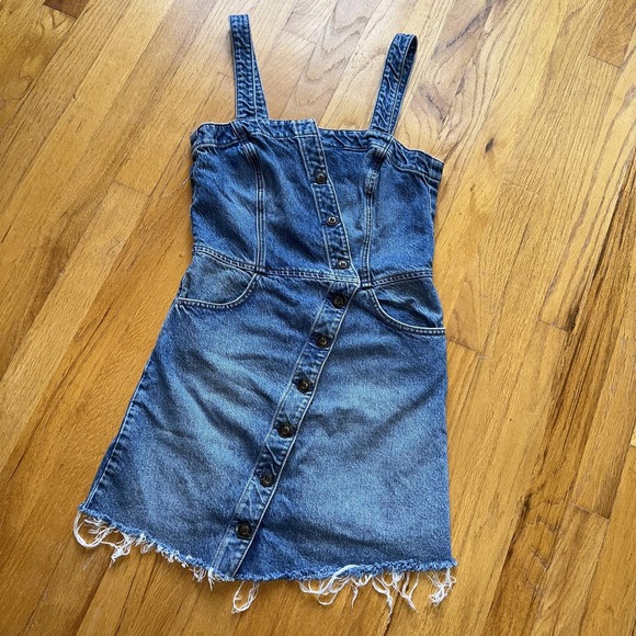 Reformation Dresses & Skirts - Reformation Jeans Dress 2 Blue‎ Denim Mini Gabriella Button Front Made USA